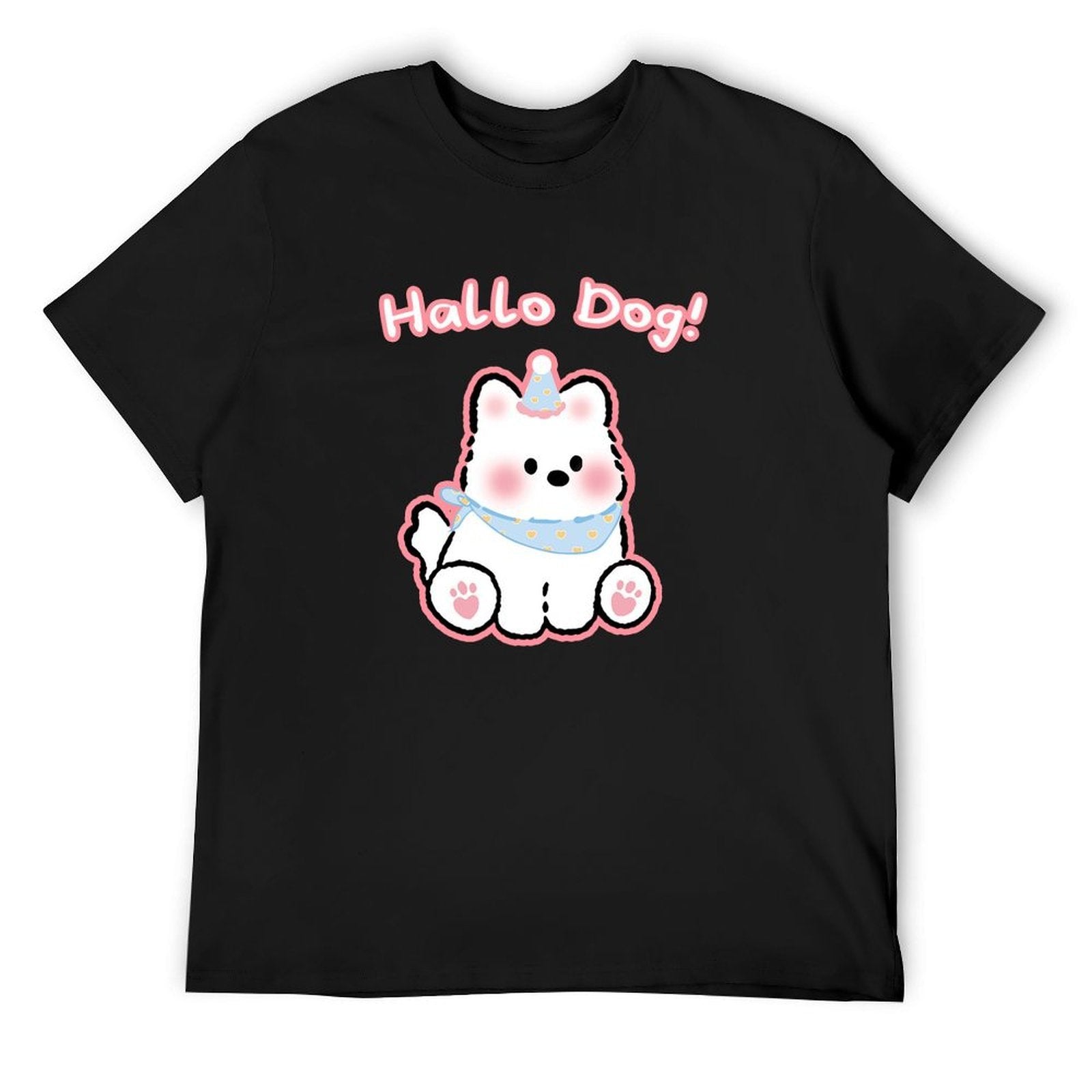 Hallo Dog Cute Graphic Black T-Shirt Main image
