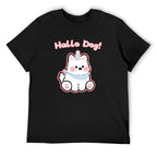 Hallo Dog Cute Graphic Black T-Shirt