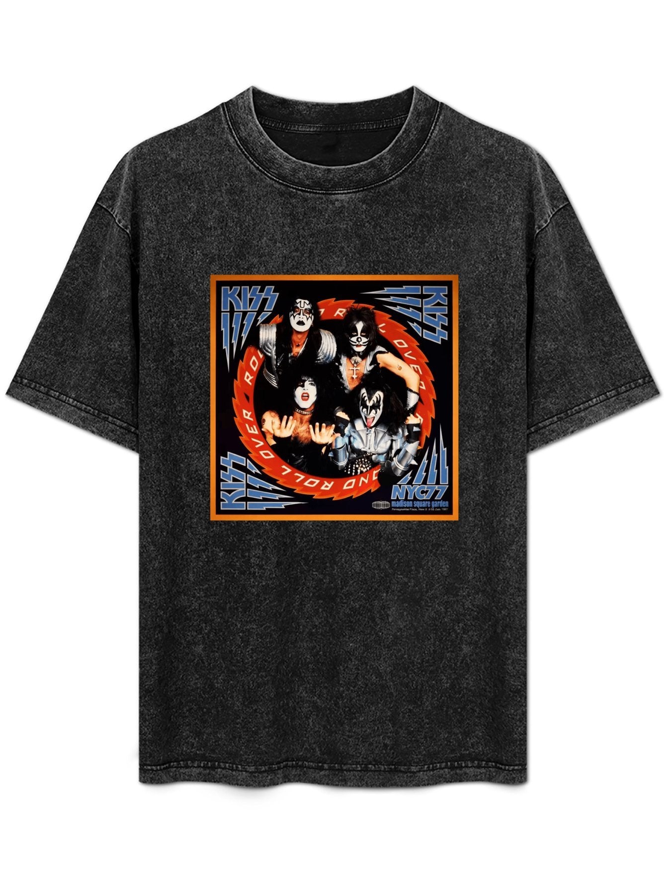 Vintage Washed KISS NYC ’77 Rock and Roll Over Graphic T-Shirt