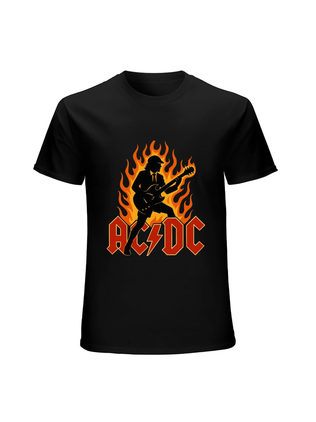 AC/DC Flaming Guitarist Fiery Hard Rock T-Shirt