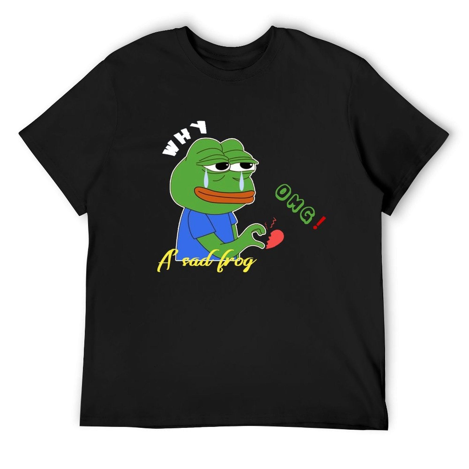 Sad Frog Broken Heart Graphic Black T-Shirt Main image