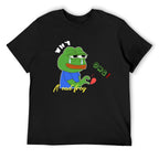 Sad Frog Broken Heart Graphic Black T-Shirt