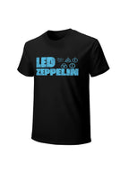 Led Zeppelin Blue Logo Symbols Graphic T-Shirt