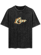 Kiss Retro Lettering Vintage Washed T-Shirt