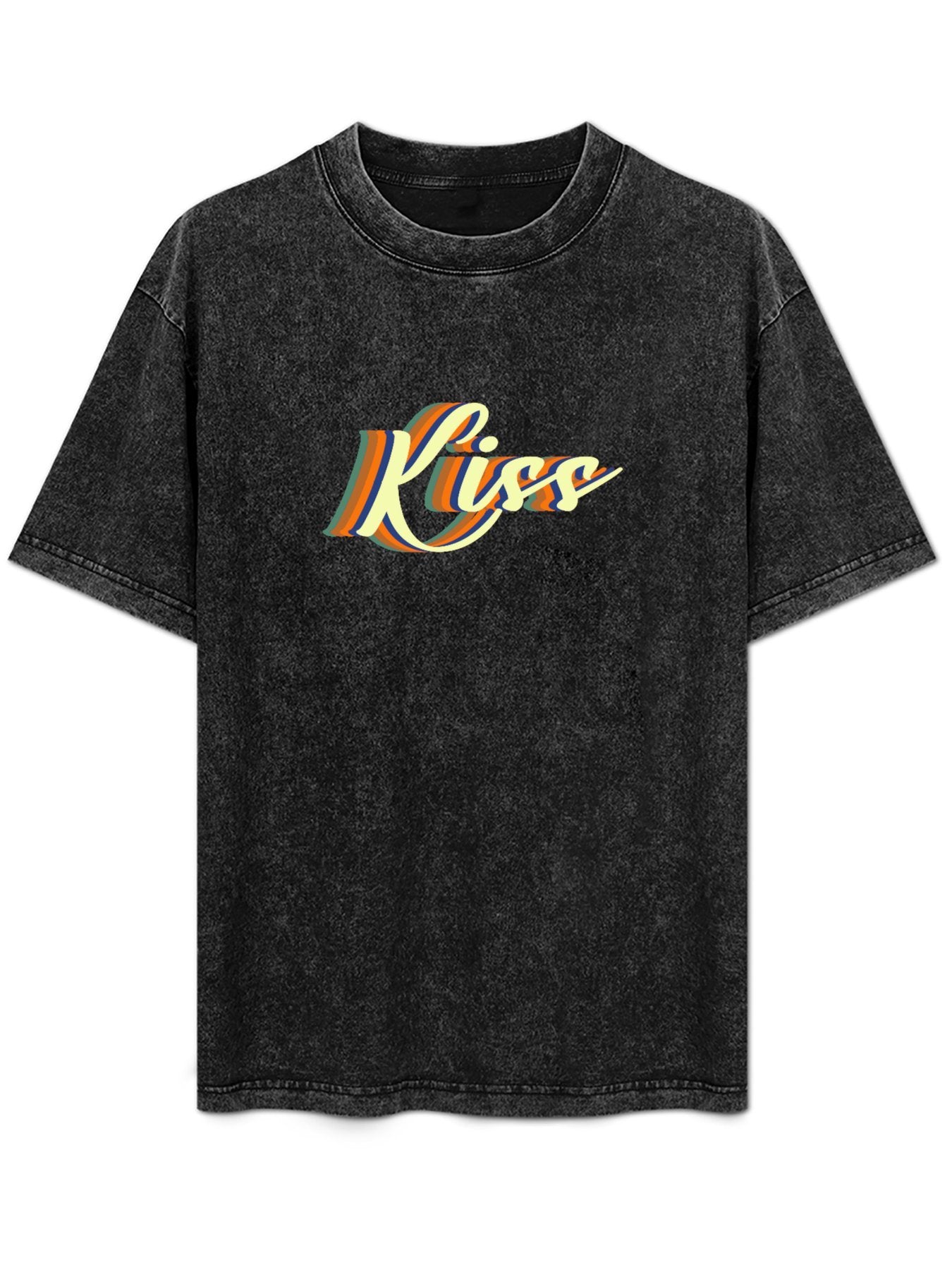 Kiss Retro Lettering Vintage Washed T-Shirt