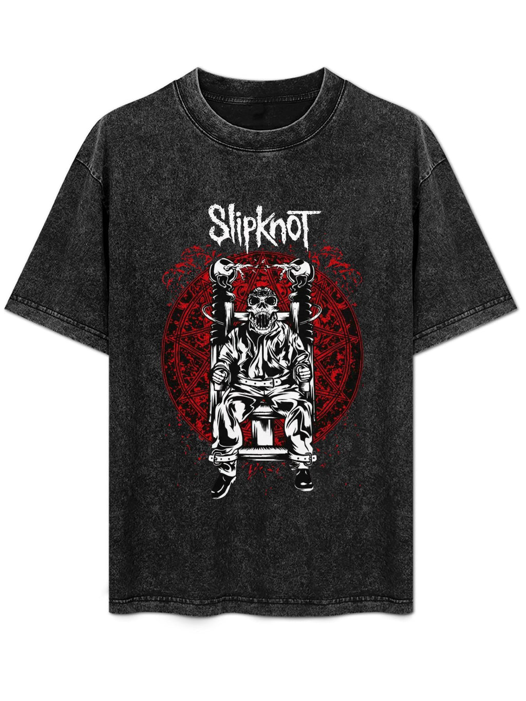 Vintage Washed Slipknot Electric Chair Skeleton Graphic T-Shirt