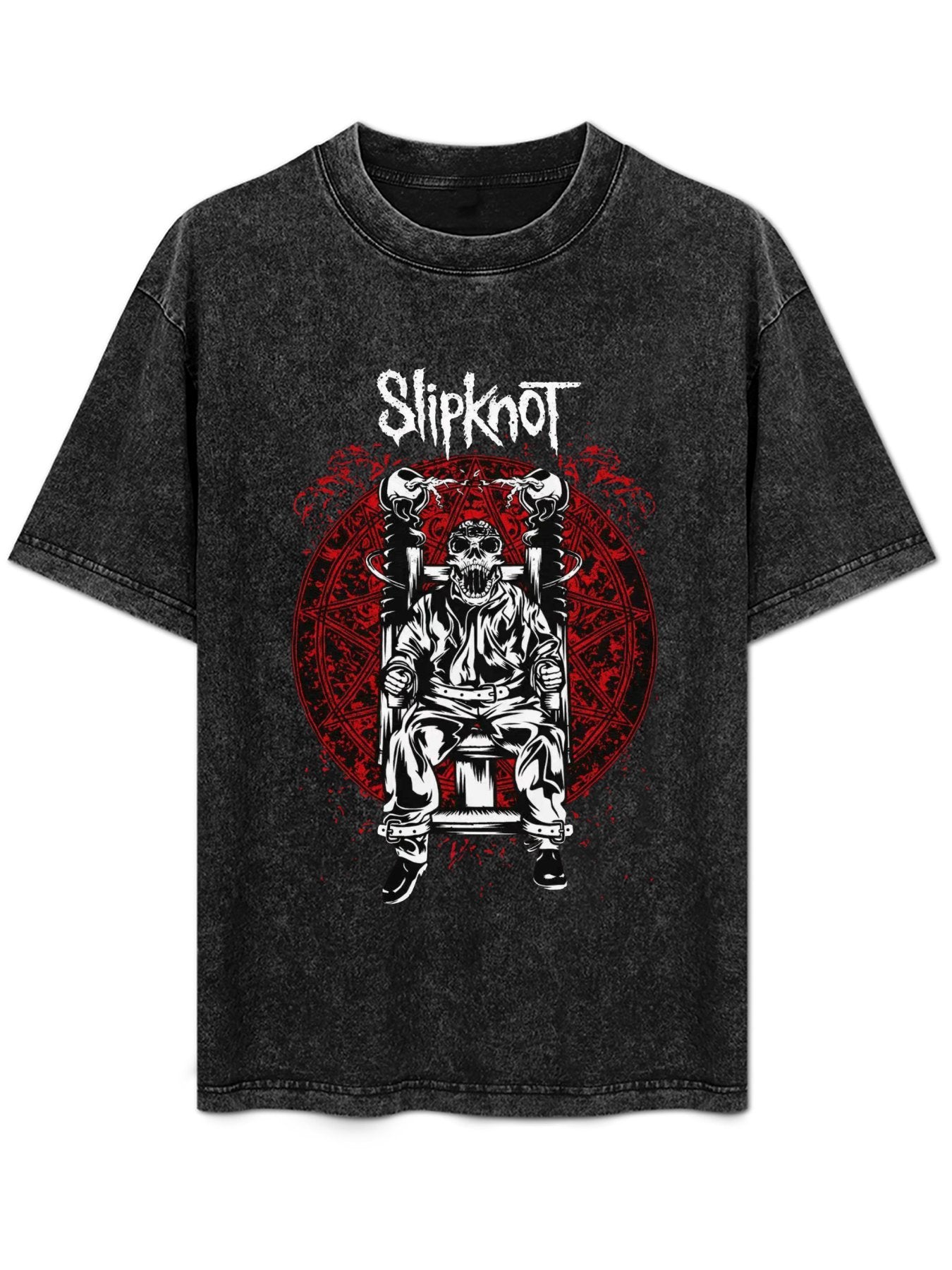 Vintage Washed Slipknot Electric Chair Skeleton Graphic T-Shirt
