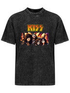 Vintage Washed KISS Band Portrait Graphic T-Shirt