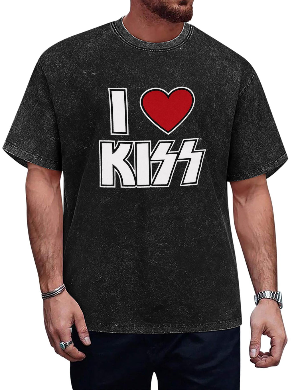 I Love KISS Heart Logo Graphic T-Shirt