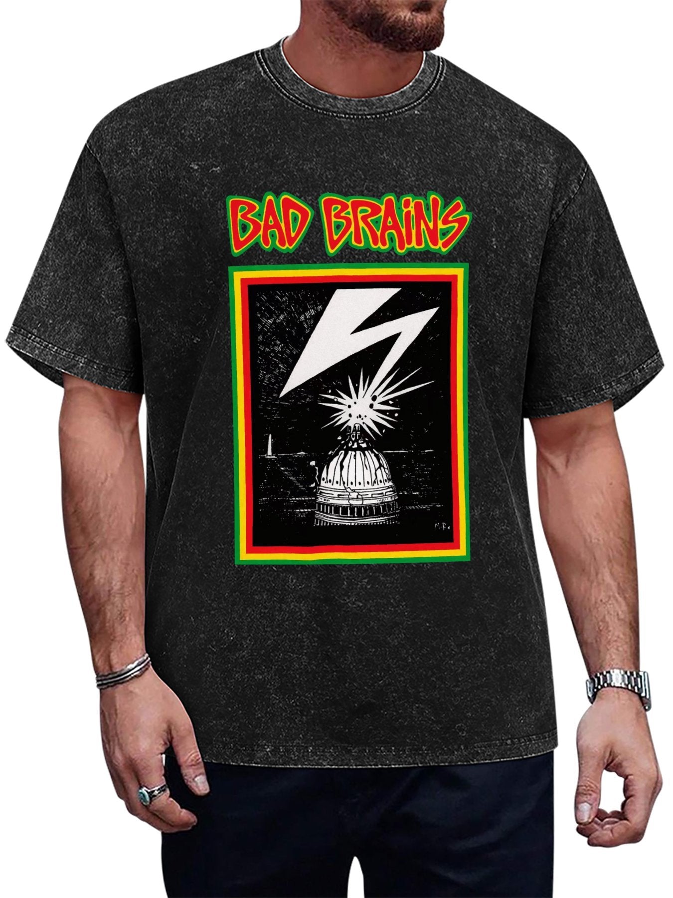 Vintage Washed Bad Brains Lightning Graphic T-Shirt