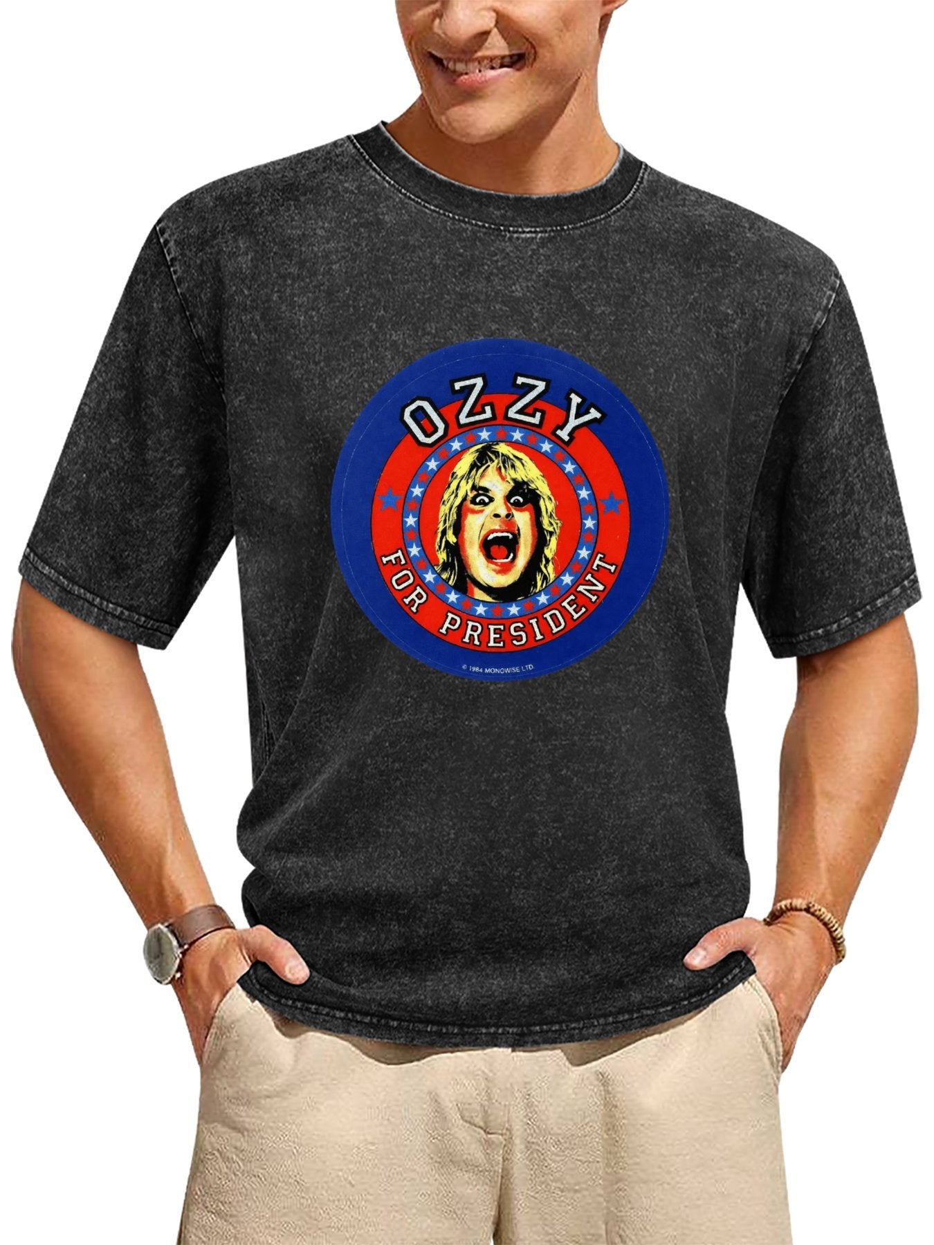 Vintage Washed Ozzy for President Graphic T-Shirt