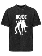 Vintage Washed AC/DC Rock Performance Graphic T-Shirt