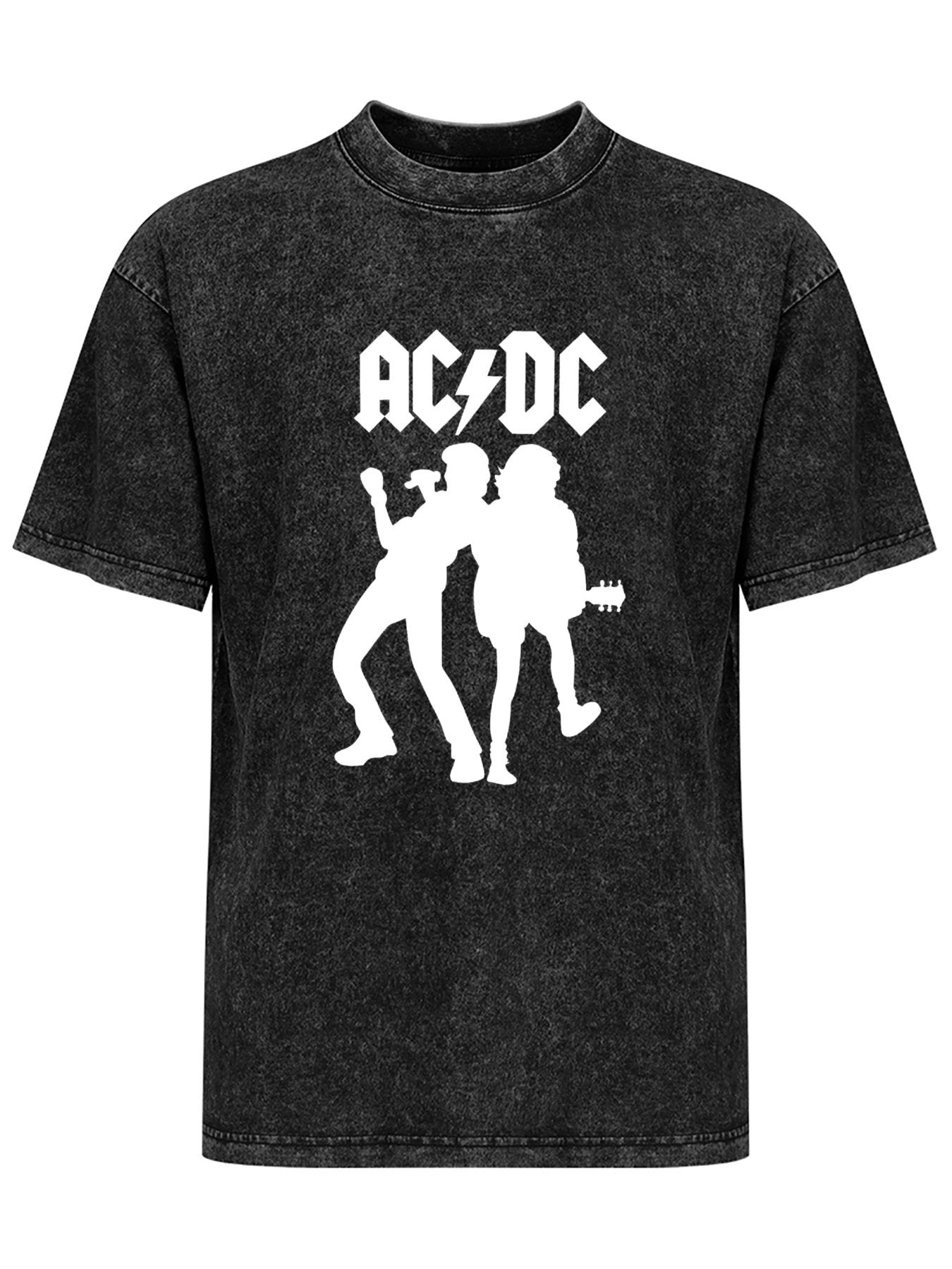 Vintage Washed AC/DC Rock Performance Graphic T-Shirt