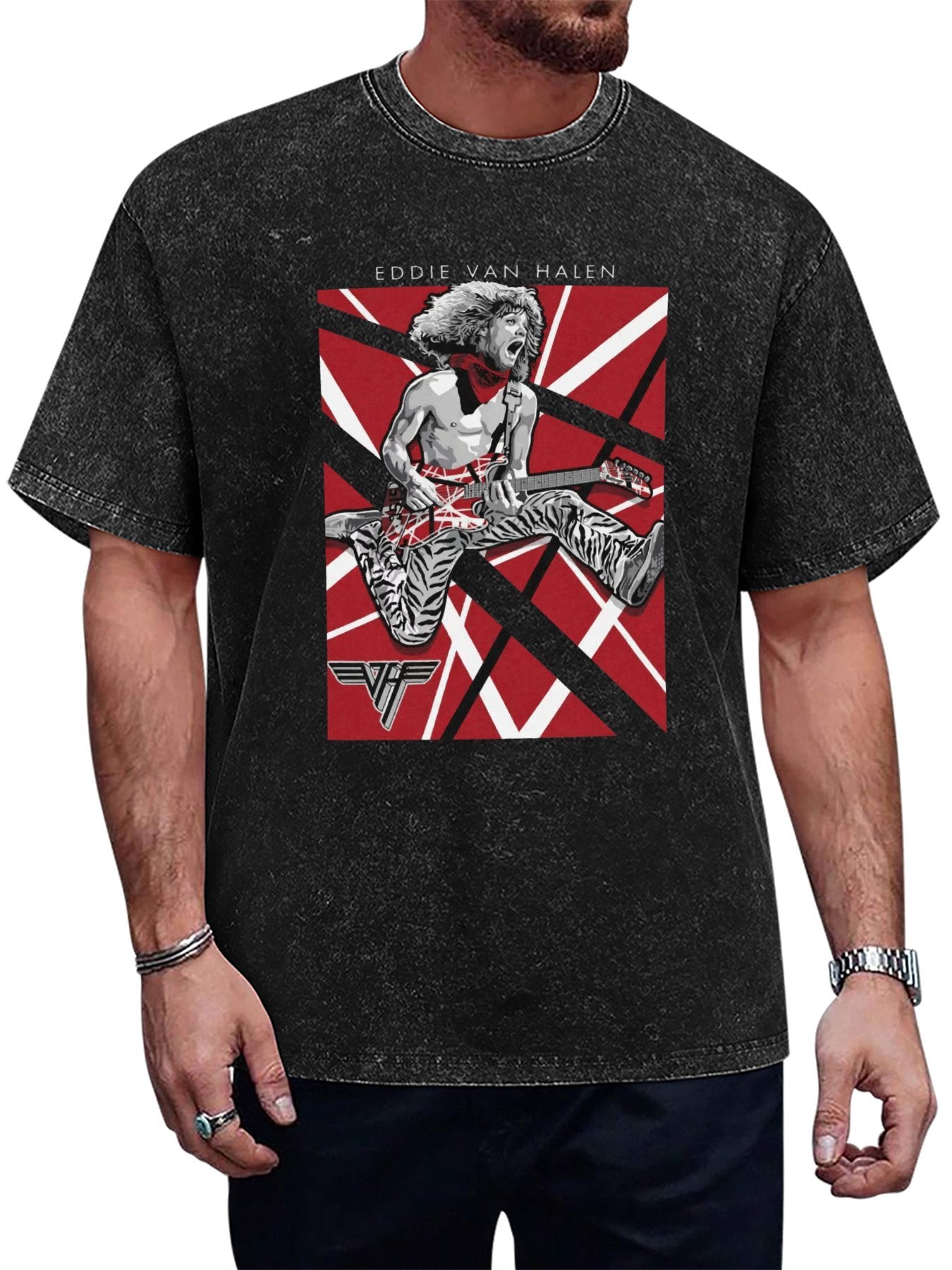 Vintage Washed Eddie Van Halen Guitar Jump Graphic T-Shirt Main image