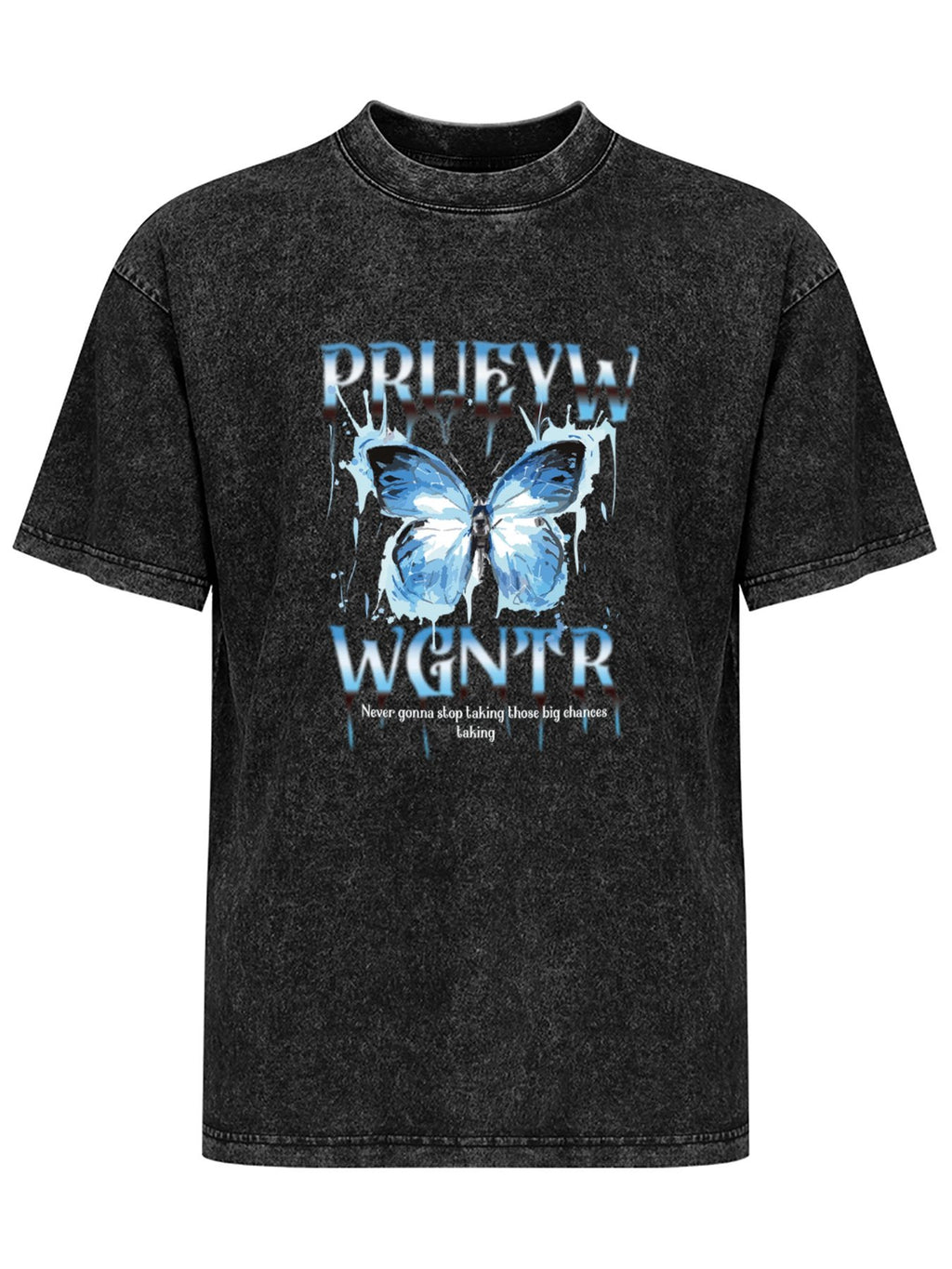 Blue Butterfly Graphic Vintage Washed T-Shirt