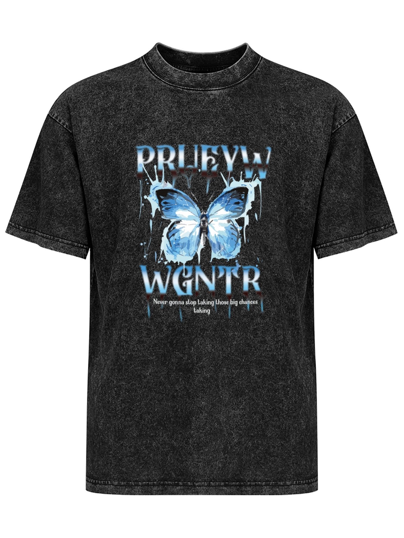 Blue Butterfly Graphic Vintage Washed T-Shirt