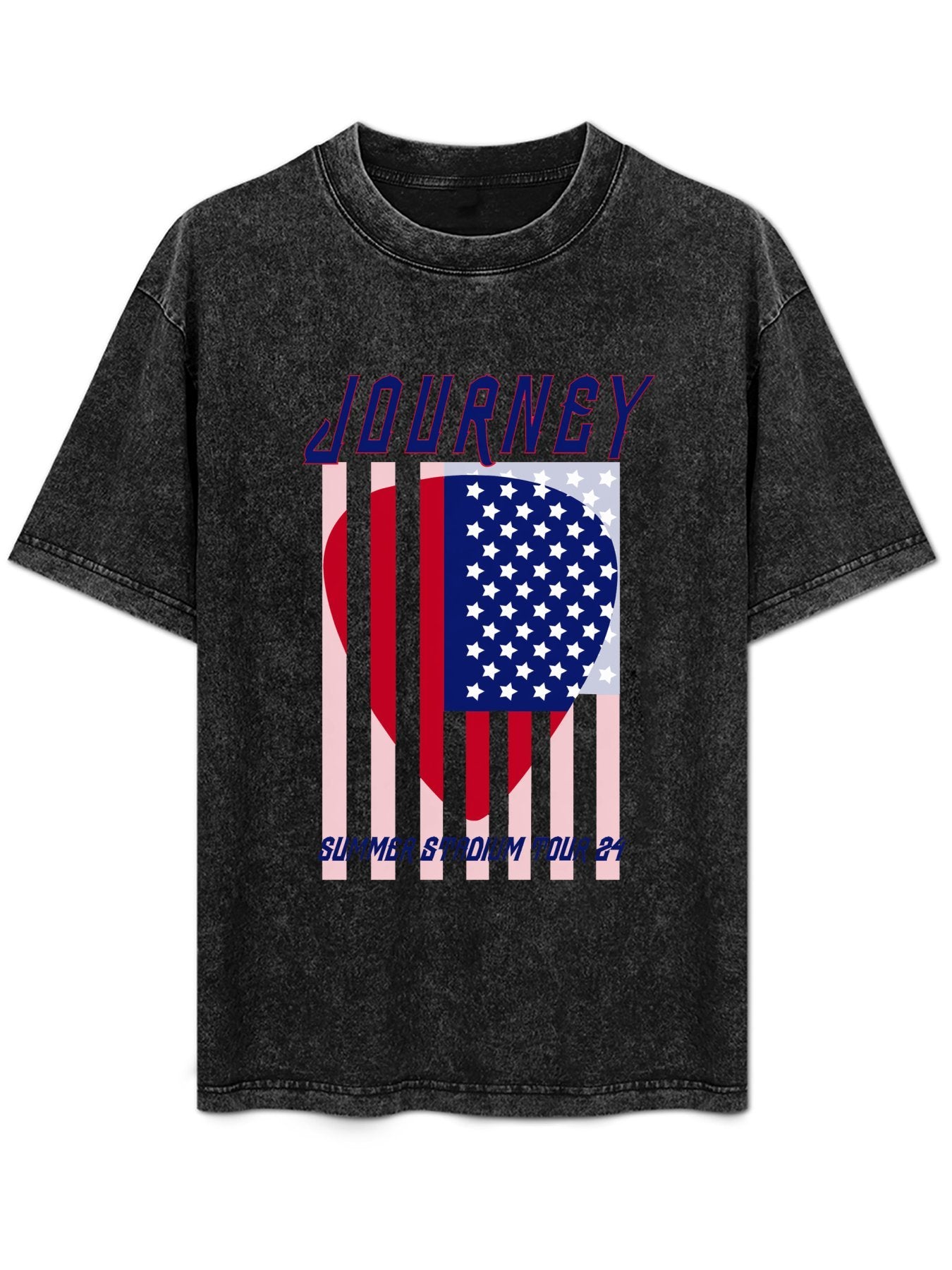 Journey Summer Stadium Tour 2024 American Flag Graphic T-Shirt