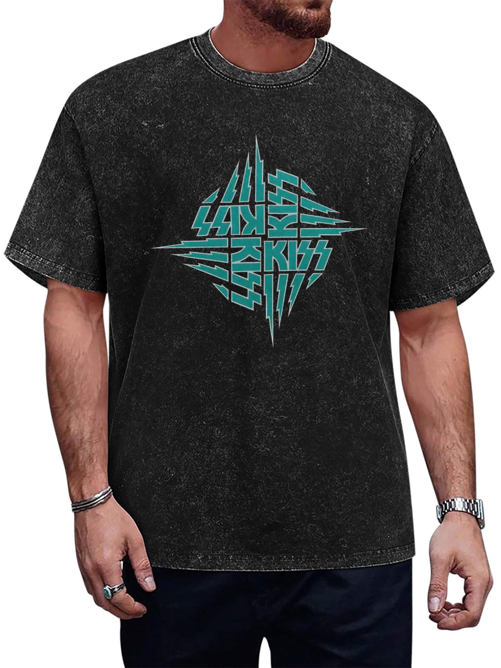 KISS Unmasked Teal Logo Graphic T-Shirt