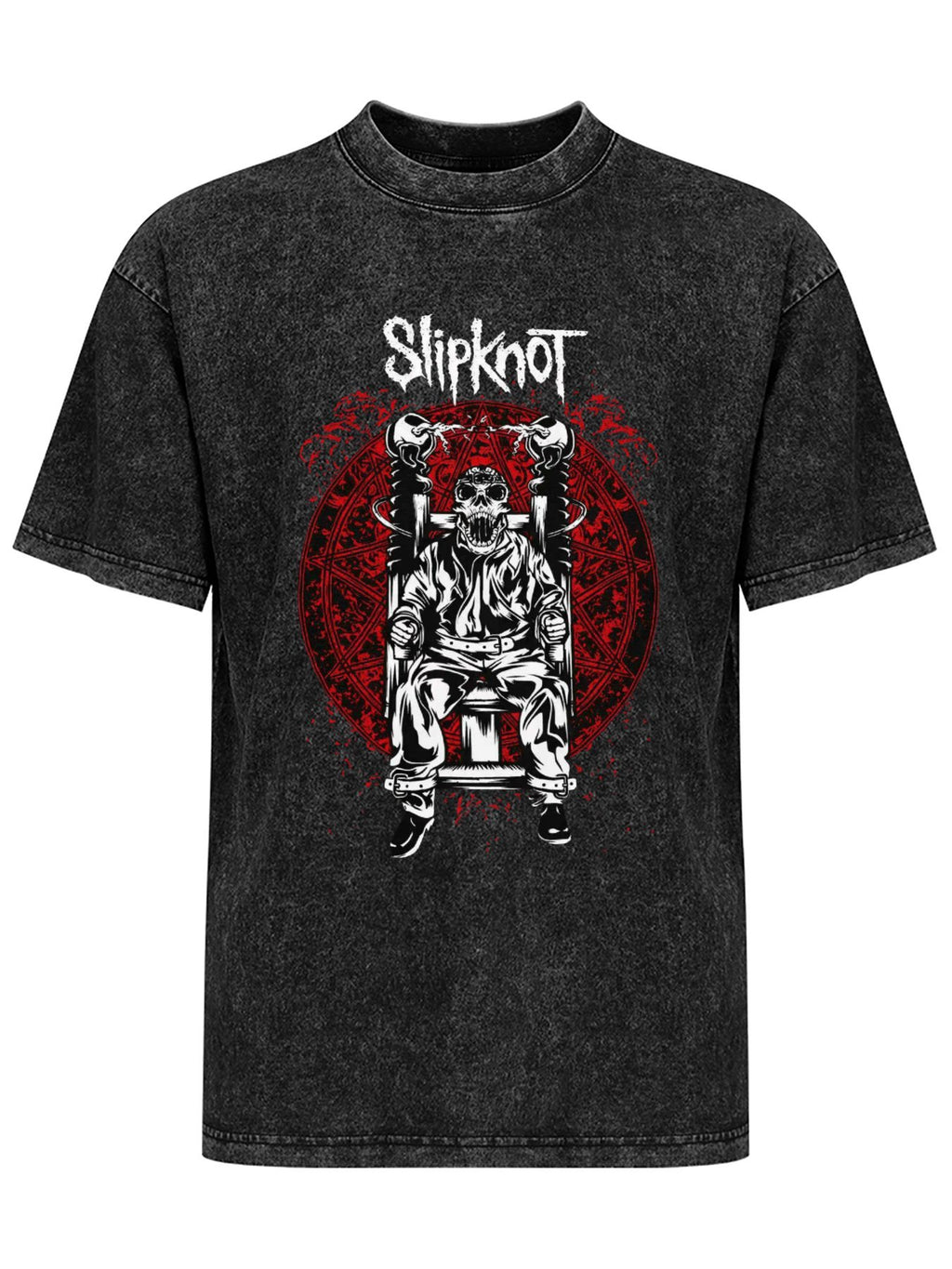 Vintage Washed Slipknot Electric Chair Skeleton Graphic T-Shirt