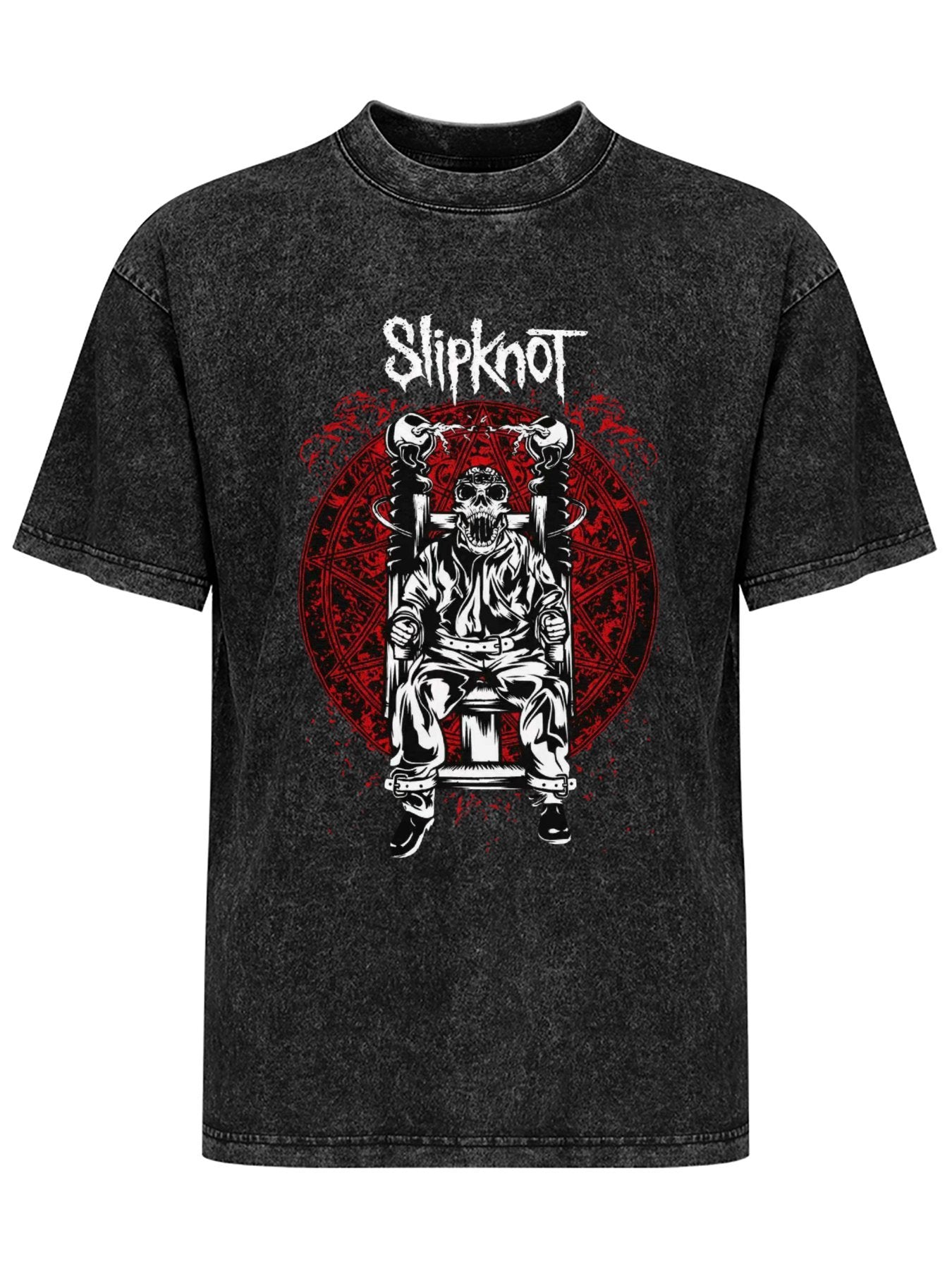 Vintage Washed Slipknot Electric Chair Skeleton Graphic T-Shirt