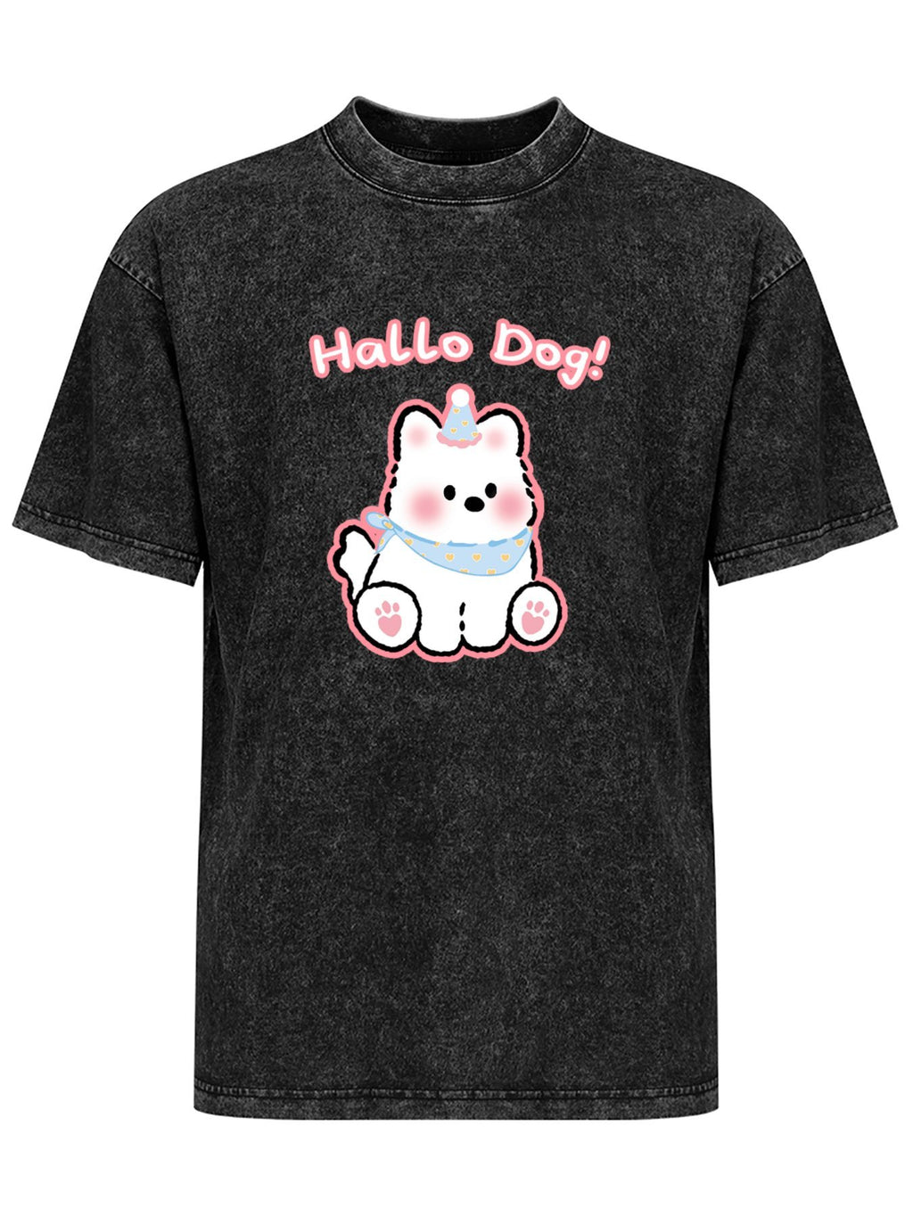 Hello Dog Cartoon Vintage Washed T-Shirt