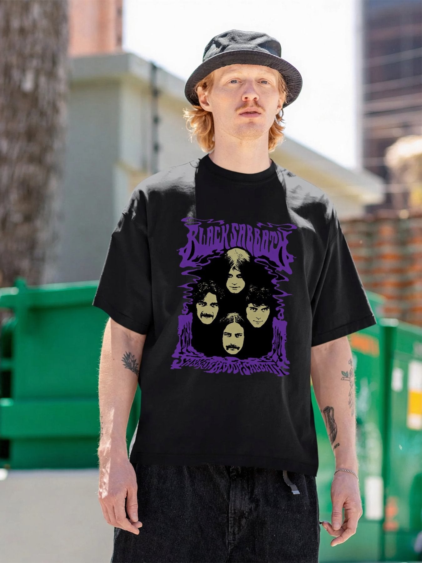 Black Sabbath Band Faces Retro Psychedelic T-Shirt