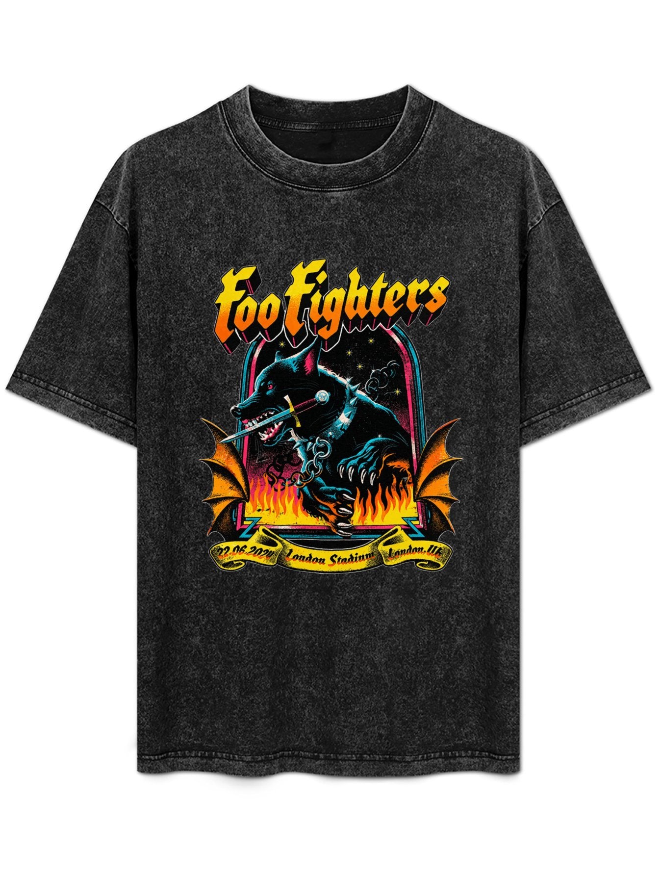 Vintage Washed Foo Fighters Wolf Graphic T-Shirt