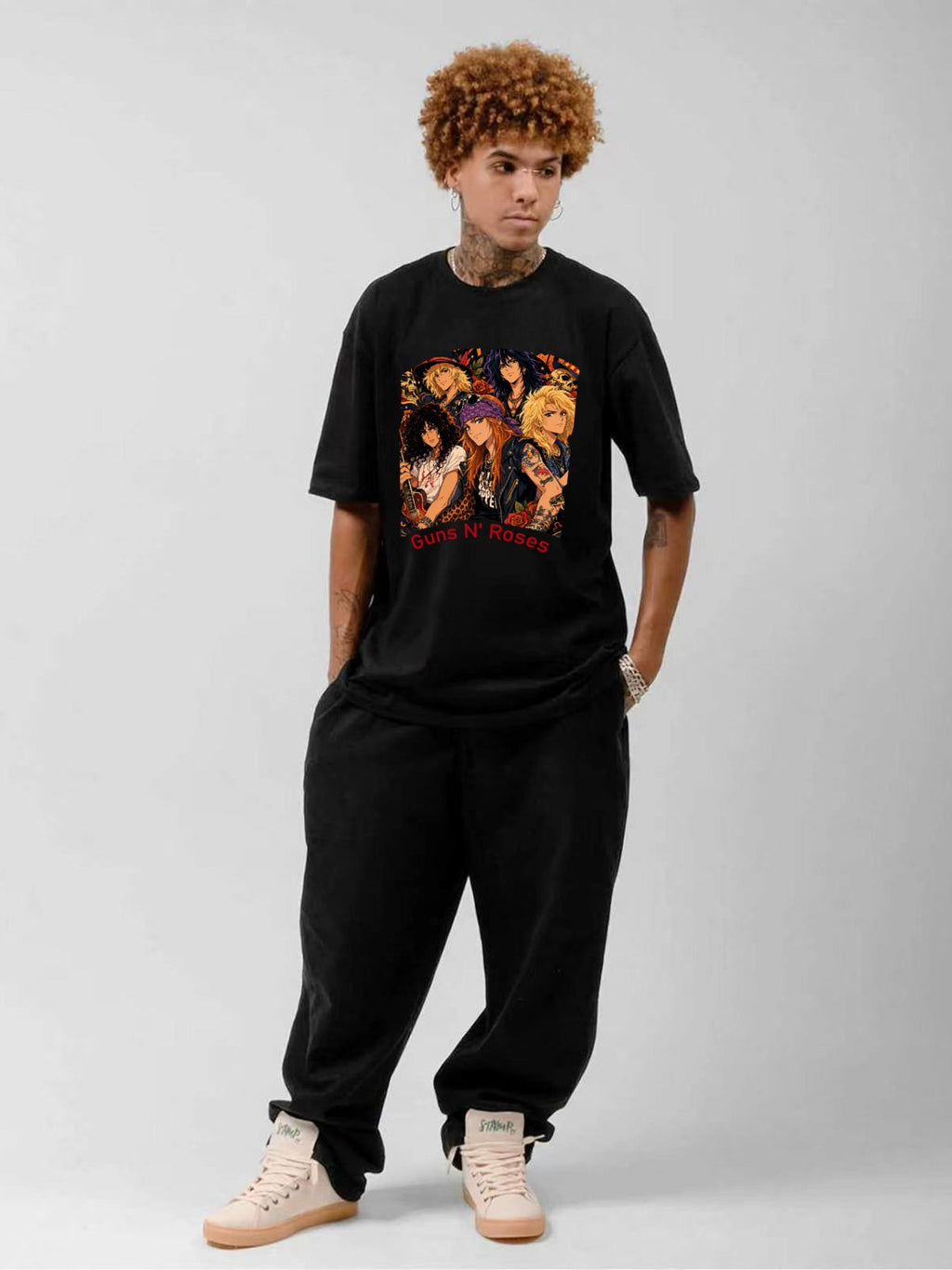 Guns N’ Roses Anime Band Portrait Graphic T-Shirt