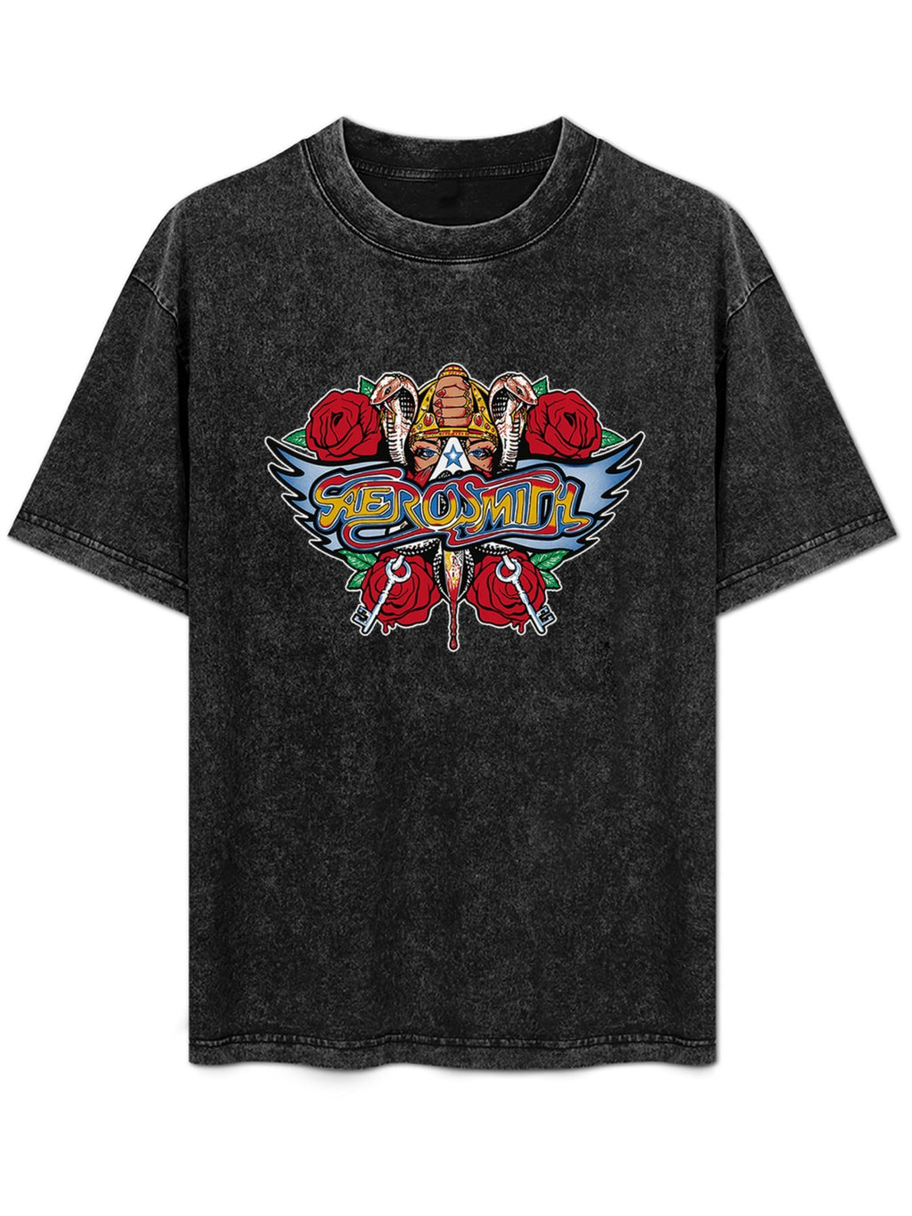 Aerosmith Winged Logo Roses and Cobras Graphic T-Shirt