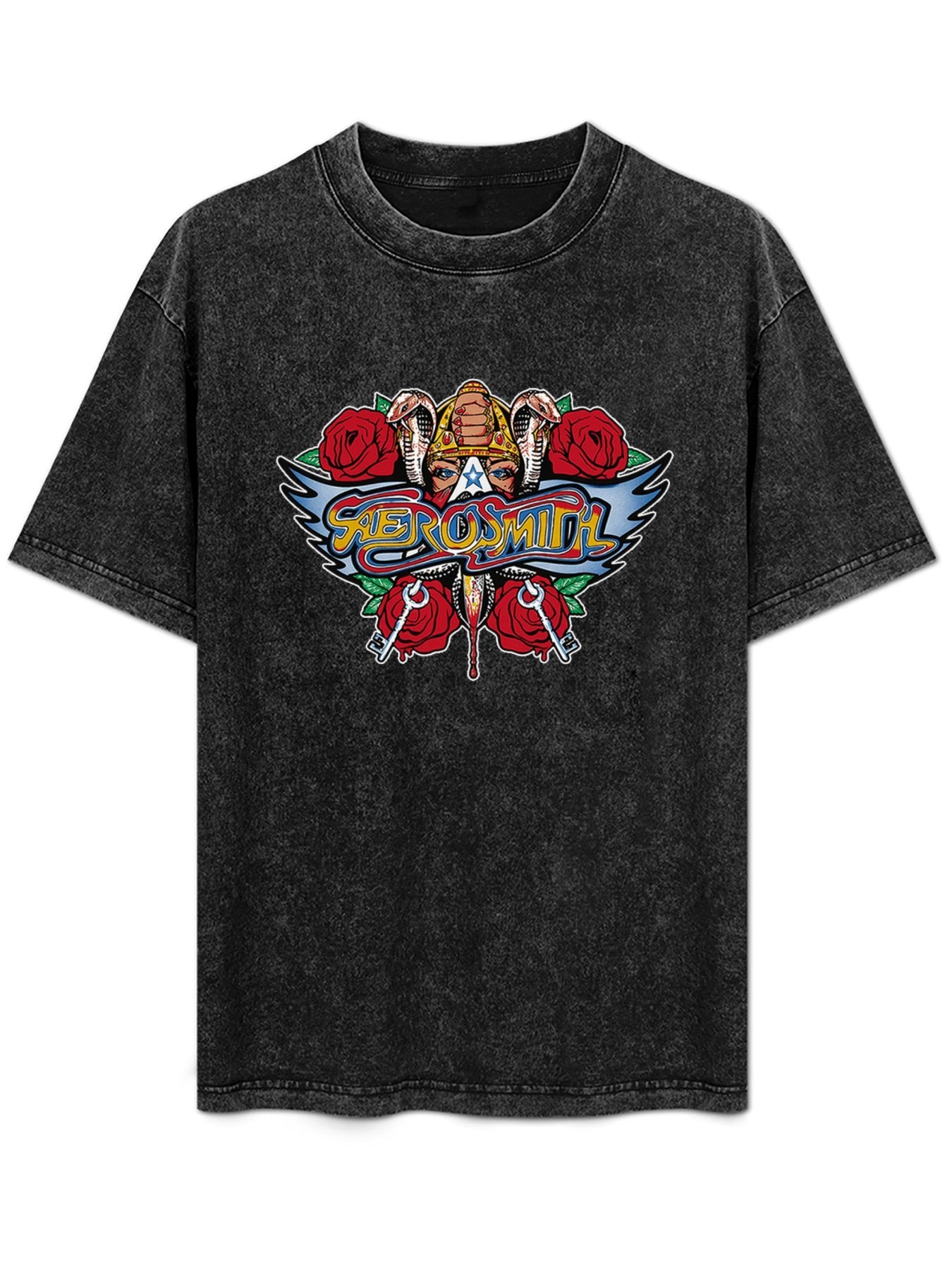 Aerosmith Winged Logo Roses and Cobras Graphic T-Shirt