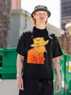Western Cowboy Character Orange Graphic T-Shirt