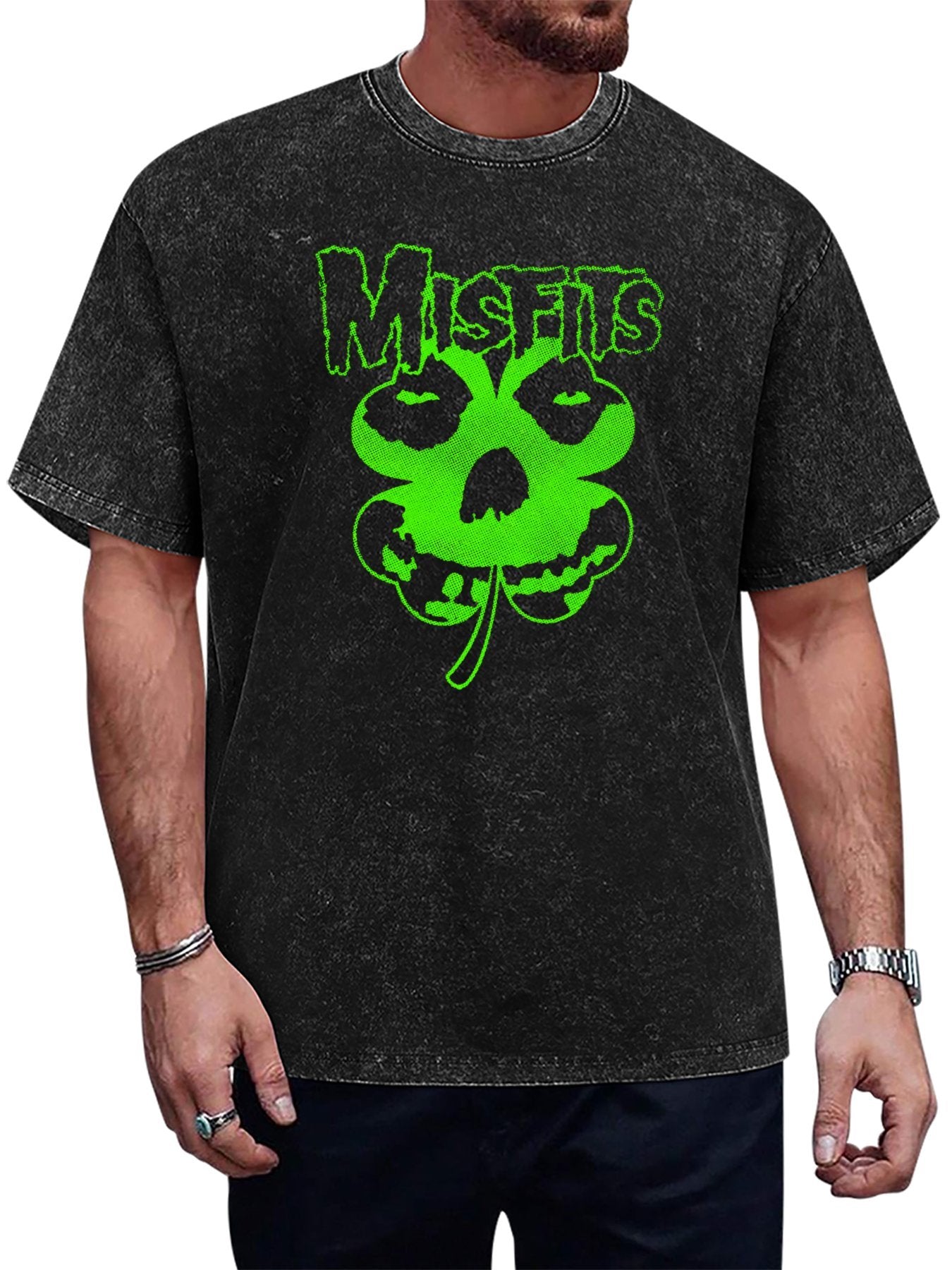 Misfits Green Shamrock Fiend Skull Graphic T-Shirt