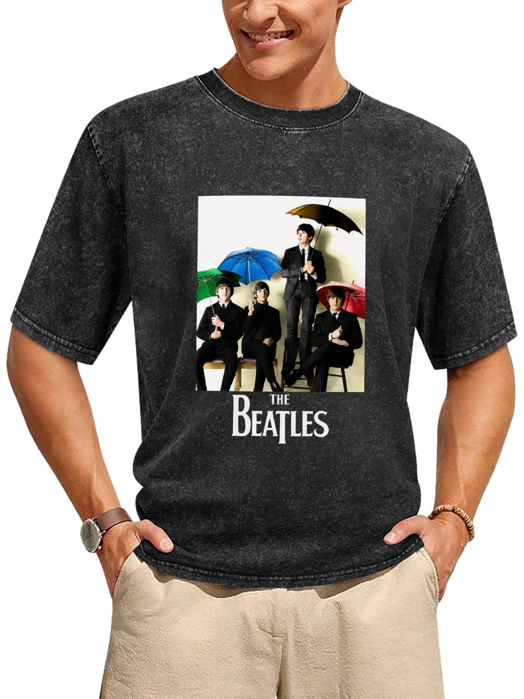 Vintage Washed The Beatles Umbrella Band Graphic T-Shirt