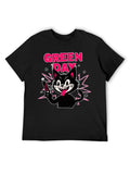 Green Day Cartoon Cat Punk Graphic T-Shirt