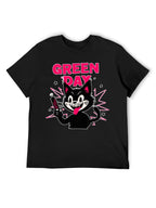 Green Day Cartoon Cat Punk Graphic T-Shirt