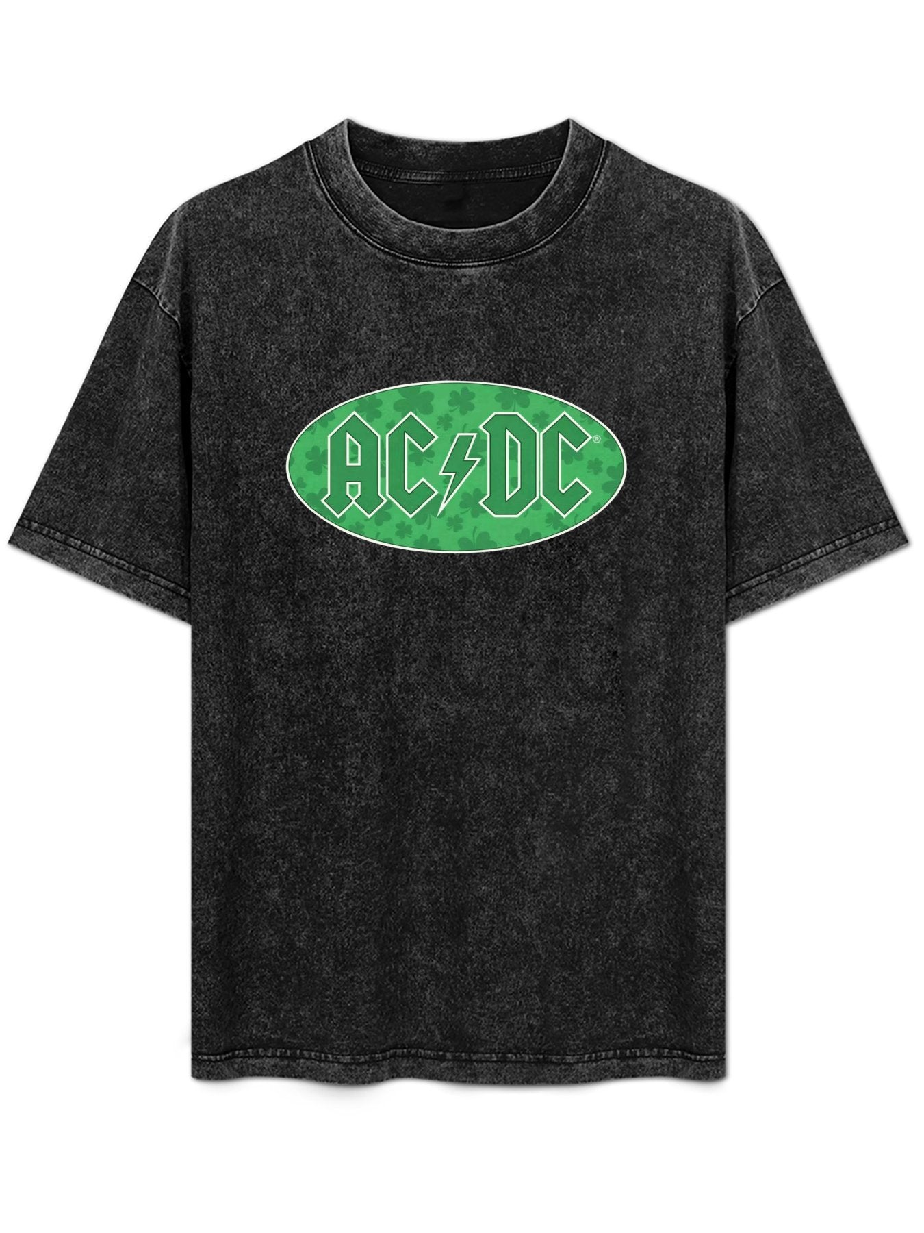 AC/DC Green Shamrock Logo Graphic T-Shirt