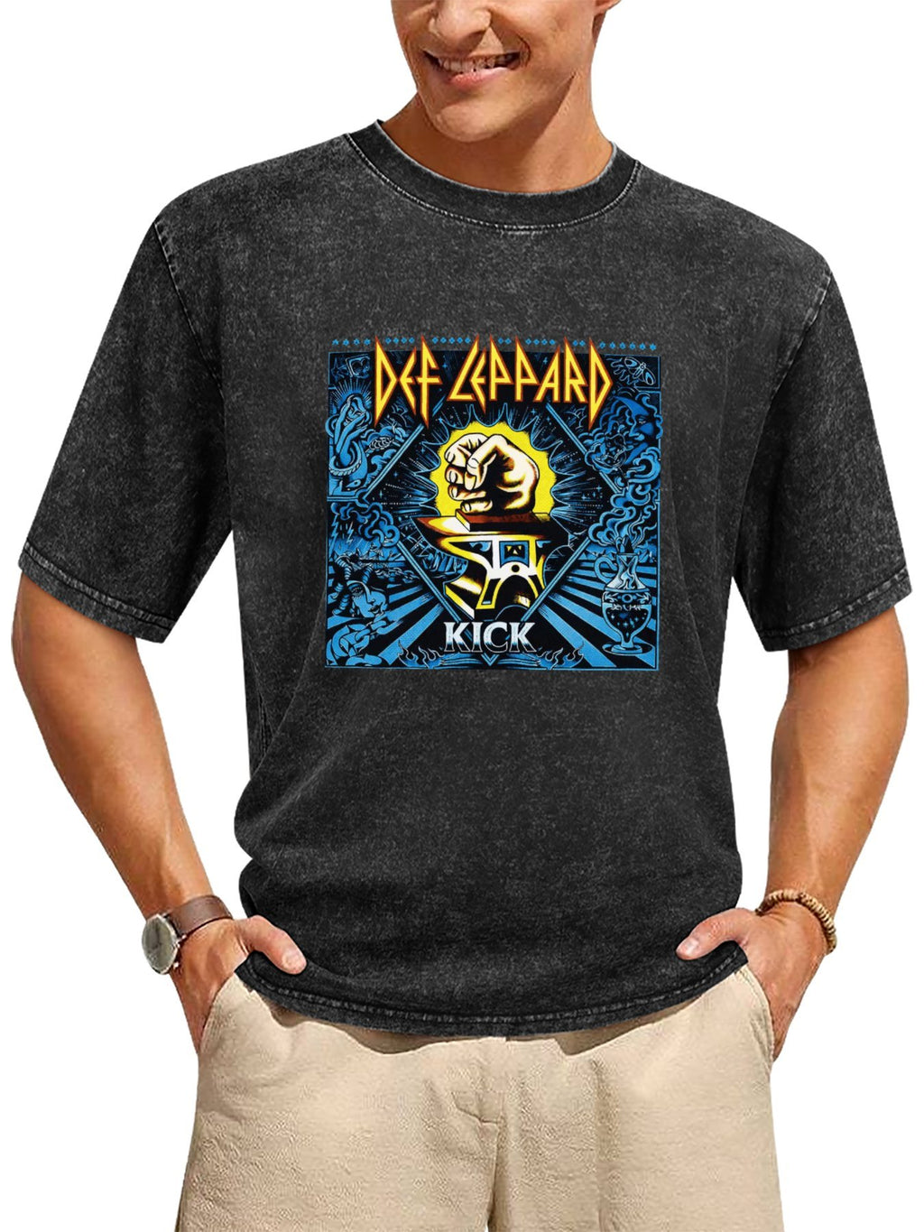 Vintage Washed Def Leppard Kick Graphic T-Shirt