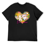 Sea of Flowers Heart Graphic Black T-Shirt