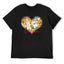 Sea of Flowers Heart Graphic Black T-Shirt