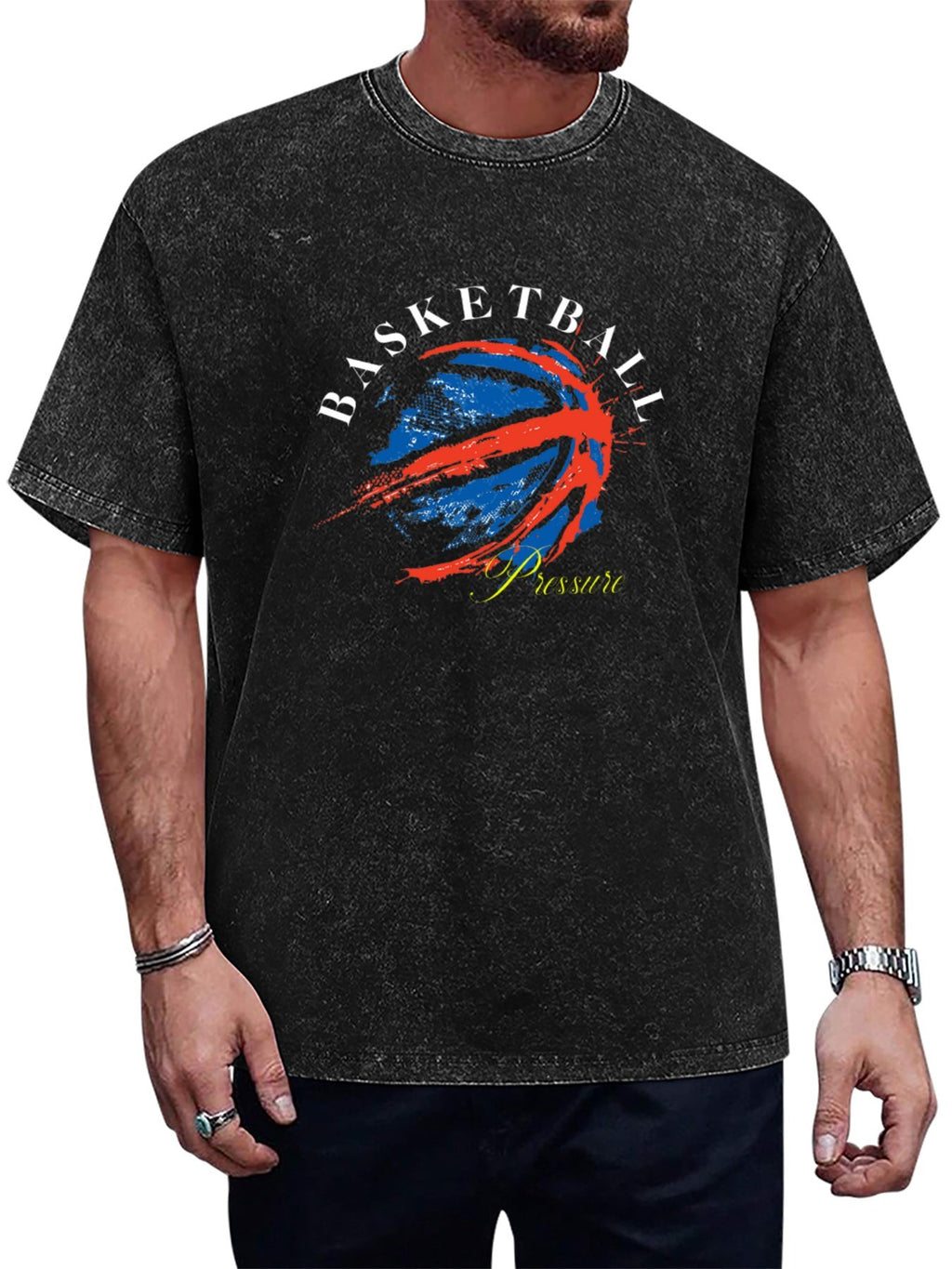 Basketball Pressure Graphic Washed T-Shirt