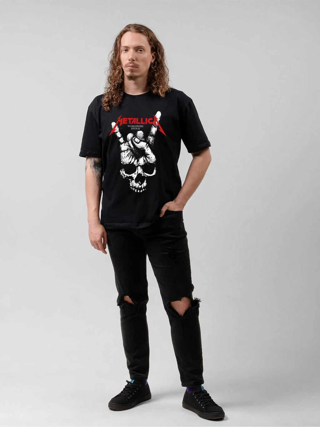 Metallica Skull Horn Hand Graphic T-Shirt