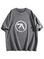 Abstract Circle Logo Graphic Washed T-Shirt