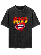 KISS Alive Red Lips Vintage Graphic T-Shirt