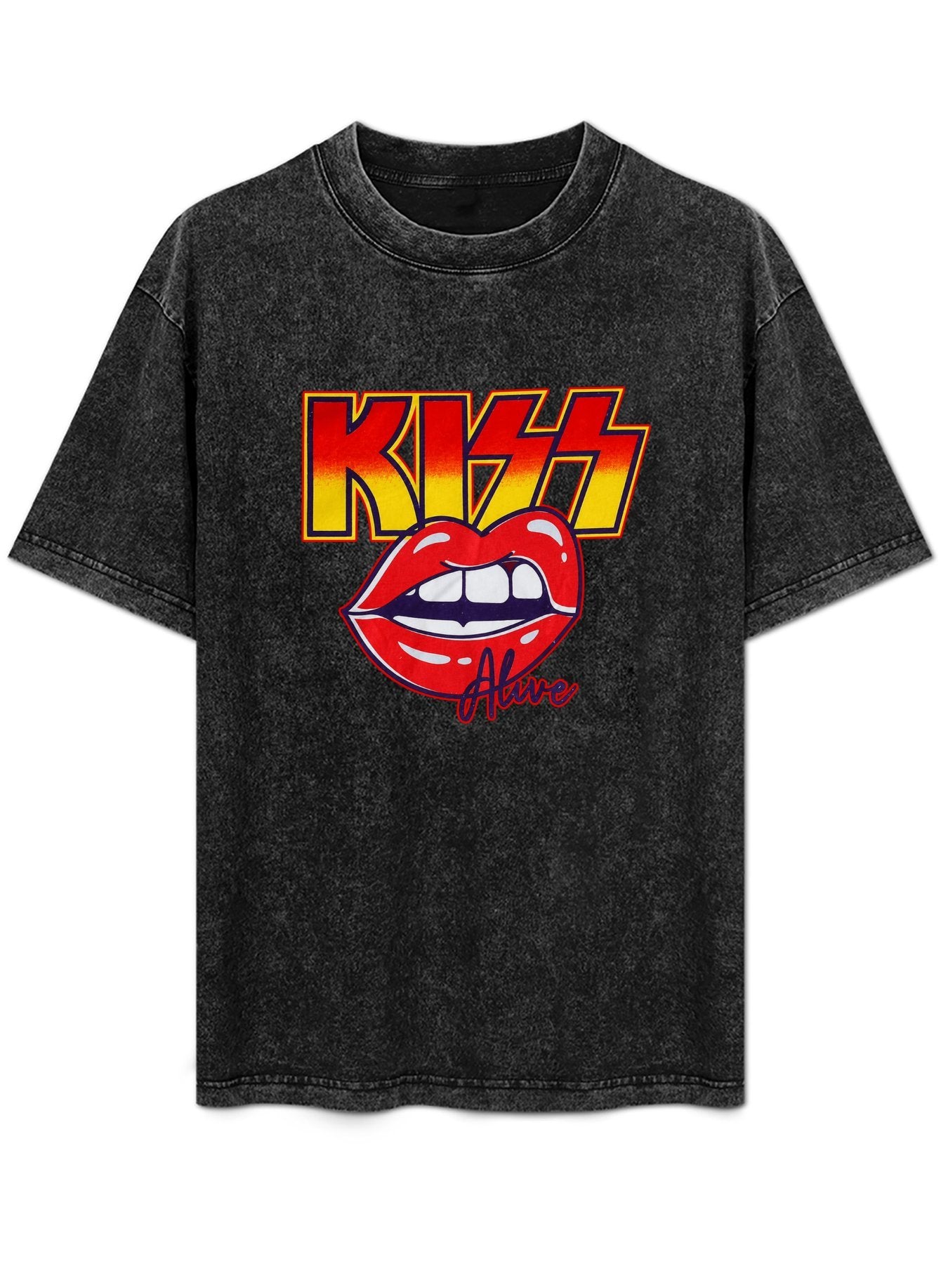 KISS Alive Red Lips Vintage Graphic T-Shirt