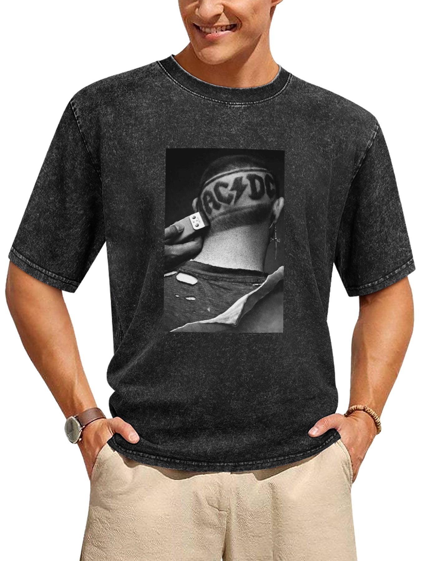 Vintage AC/DC Razor Cut Photo Graphic T-Shirt