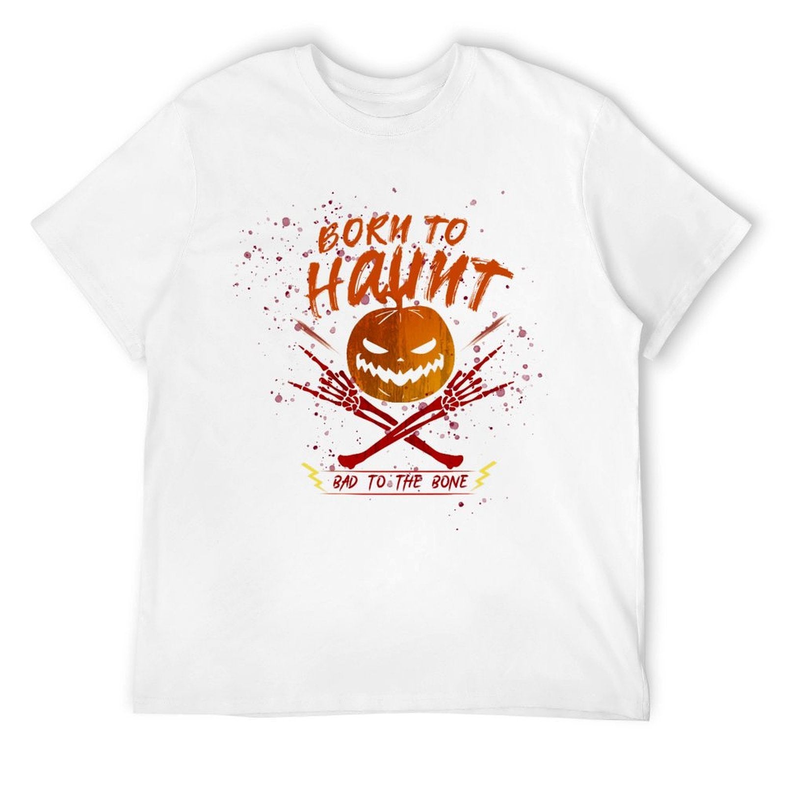Born to Haunt Pumpkin Graphic White T-Shirt