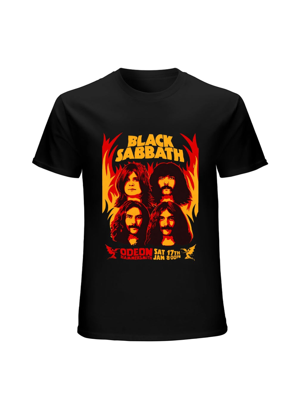 Black Sabbath Band Portrait Flame Vintage Concert T-Shirt