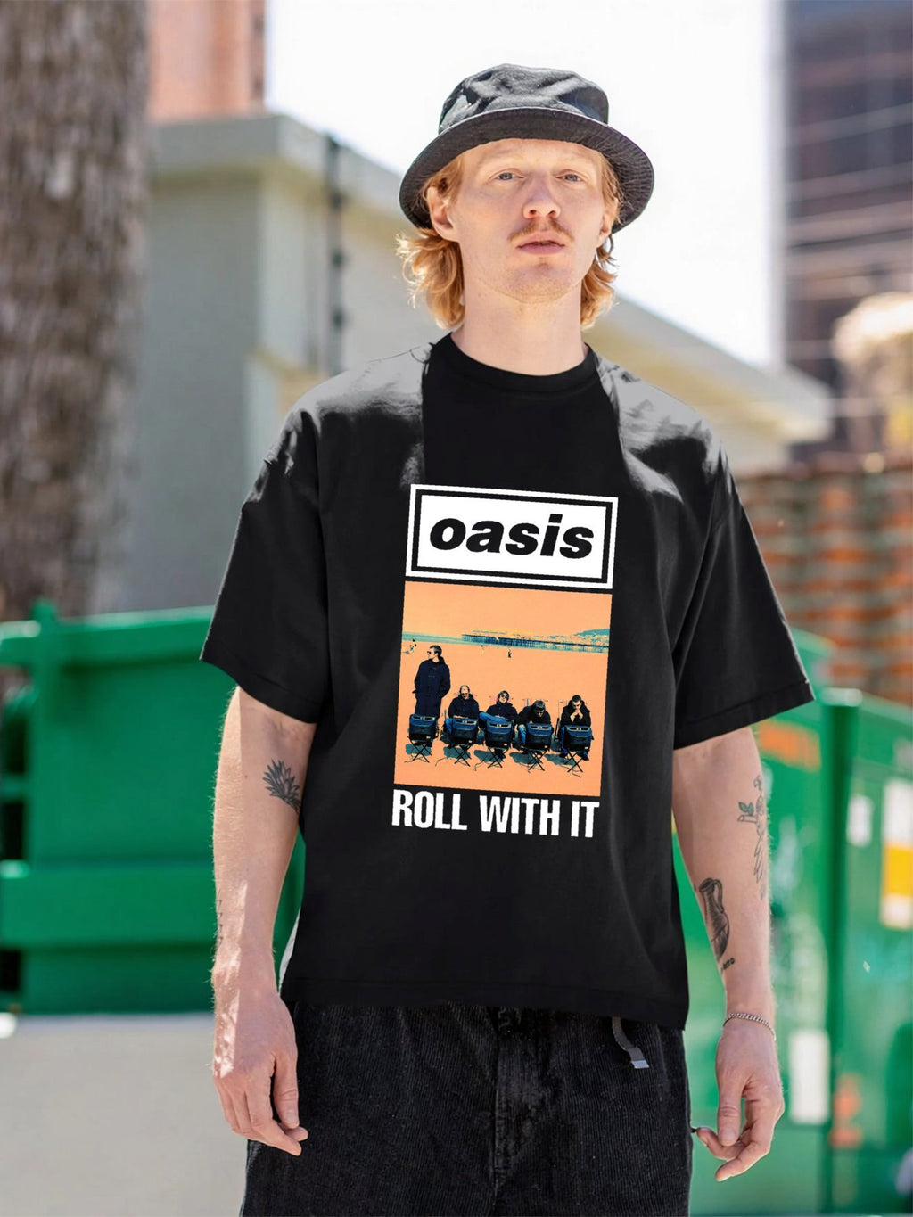 Oasis “Roll With It” Beach Photo Graphic T-Shirt