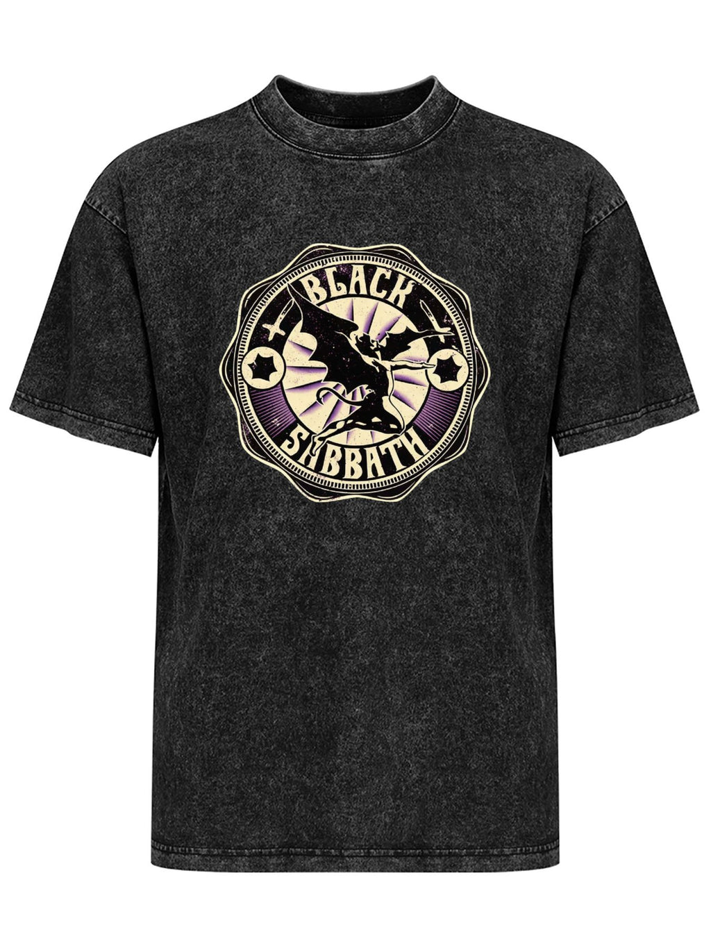 Vintage Washed Black Sabbath Winged Demon Crest Graphic T-Shirt