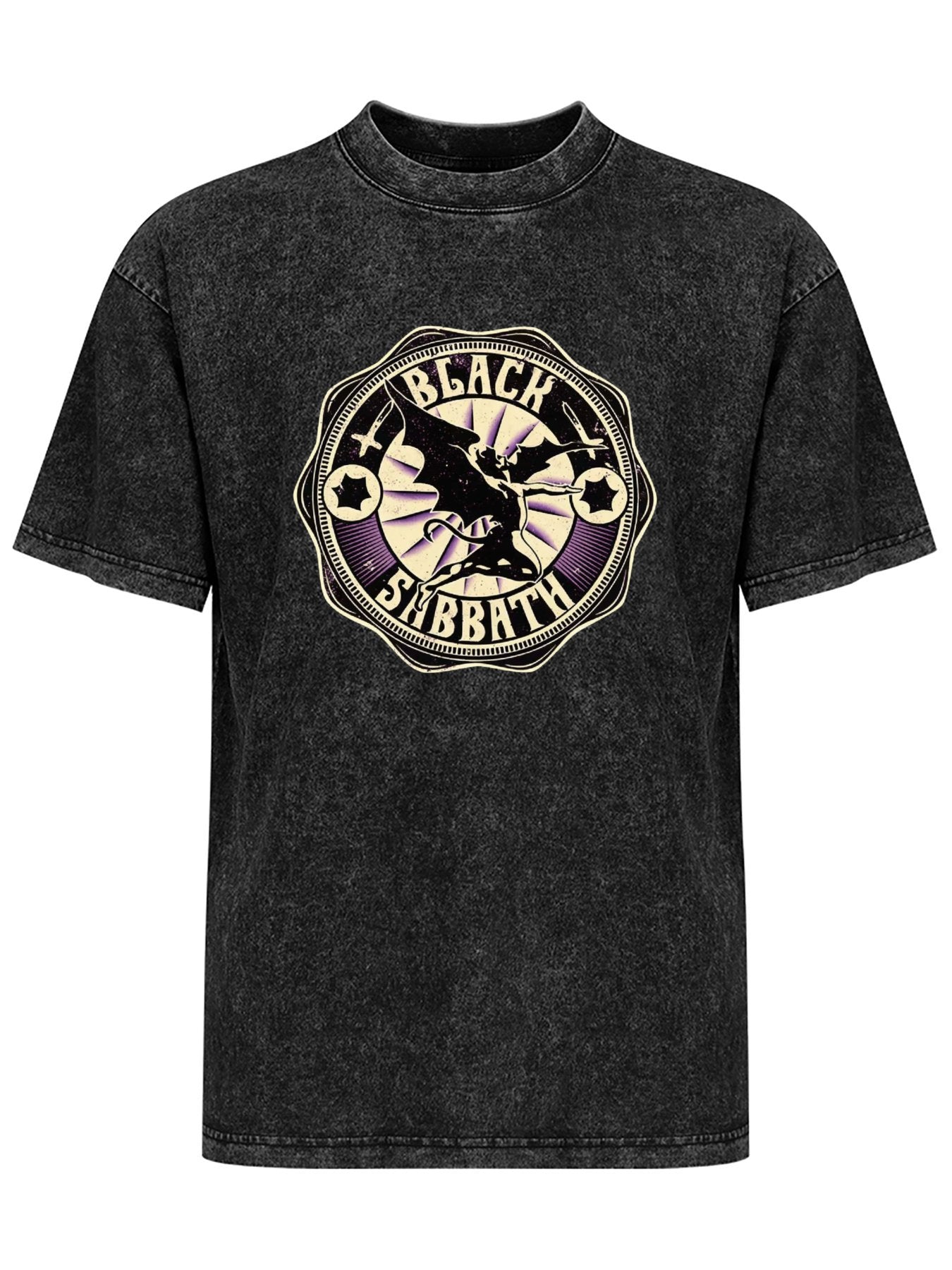Vintage Washed Black Sabbath Winged Demon Crest Graphic T-Shirt